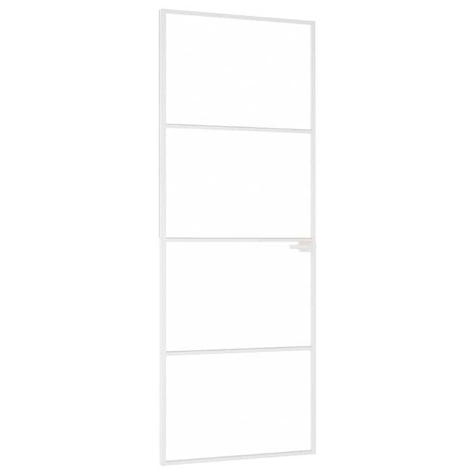vidaXL - Binnendeur - 76x201,5 - cm - gehard - glas - en - aluminium - smal - wit