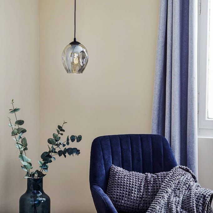 EMIBIG LIGHTING Hanglamp Starla, glas grafiet, 1-lamp rond