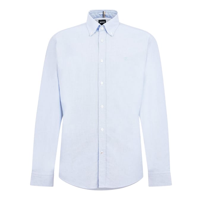Boss Heren Liam Patroon Kraag Lange Mouw Overhemd (Pastelblauw)