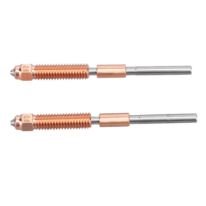 2 Stuks 3D Printer Nozzle 0.6mm 600mms Dubbele Metalen Nozzle Set voor Ender 3 V3 Plus K1C gray