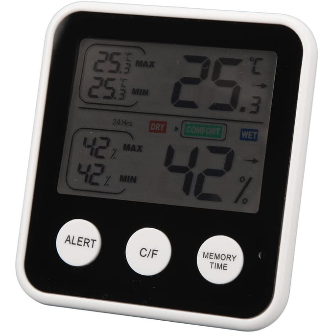 LCD Digitale Display Thermometer Hygrometer Temperatuur Vochtigheid Meter Hygrothermograaf Zwart black