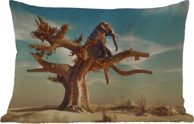 Buitenkussens - Tuin - Olifant - Boom - Natuur - Woestijn - 50x30 cm