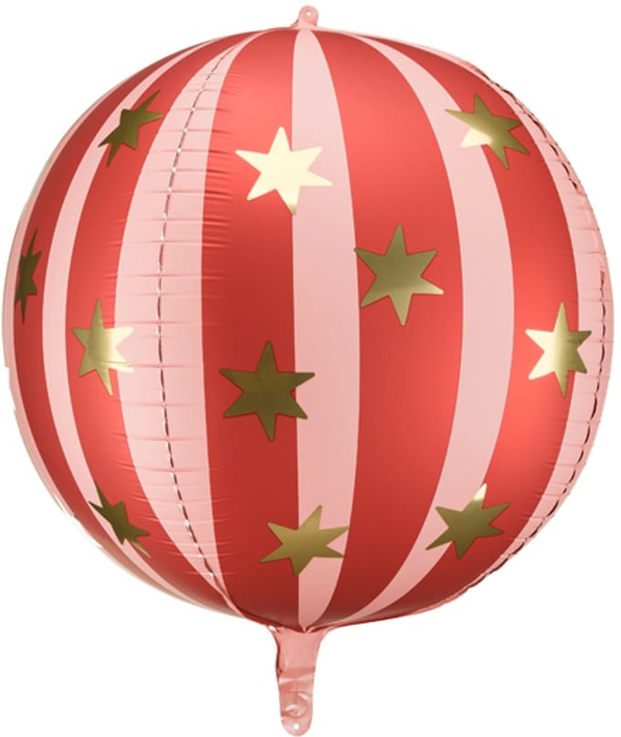 PartyDeco - Folieballon Starry Rood Circus - 50 cm