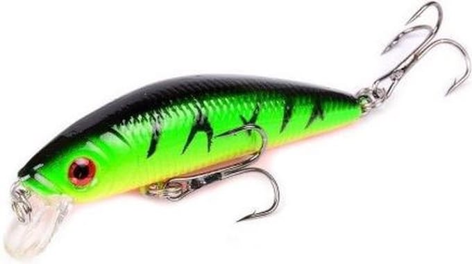 Hengelsport kunstaas - Plug Green/Tiger - 7 cm, 8 gram - 2 dreggen - smal en lang - Groen/Tijger