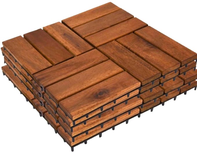 Terrastegels Acacia 30x30 cm – Kliktegels – Set 4 – 0.36m²