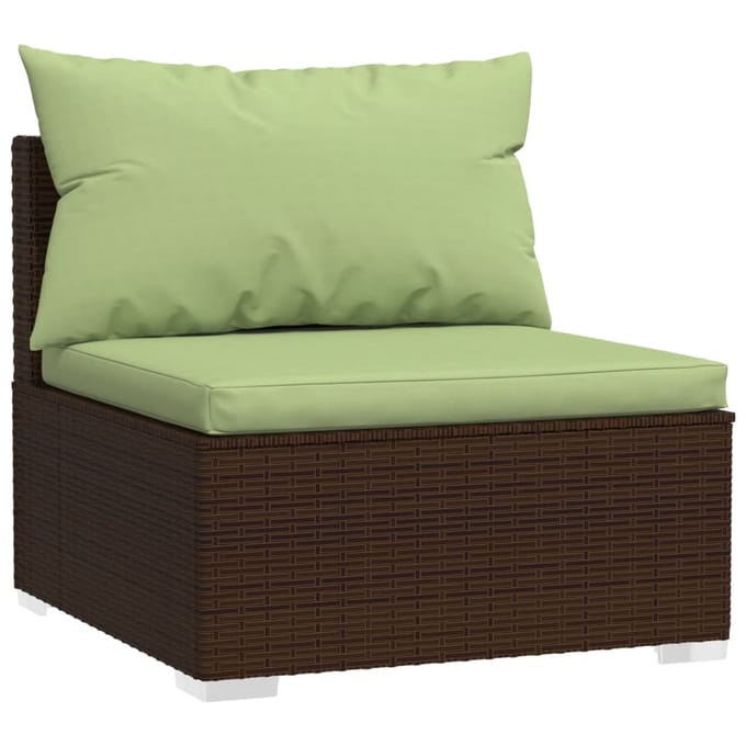 vidaXL - 7-delige - Loungeset - met - kussens - poly - rattan - bruin