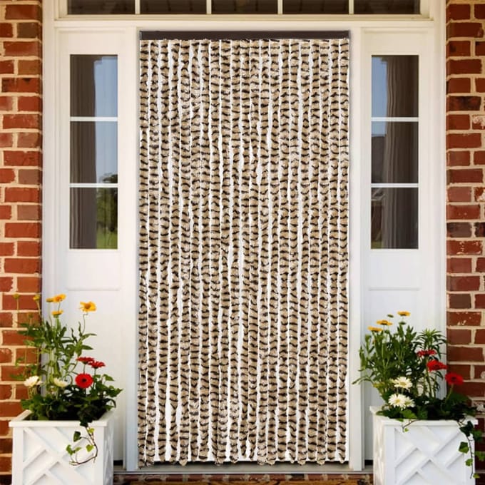 vidaXL - Vliegengordijn - 90x200 - cm - chenille - beige - en - bruin