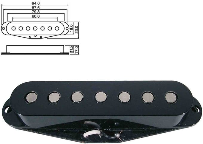Boston PU-19-BK Stallion 7-string - vintage Alnico, zwart