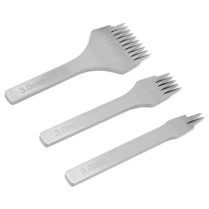 3 stuks Handwerk Leer PrO Steek 2.73.03.383.85mm Leer Beitel Gatpons Gereedschap(3.0mm) white