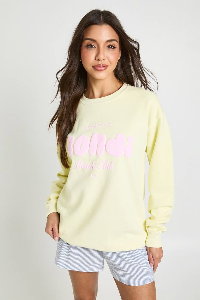 boohoo Dames Bondi Bedrukte Gewassen Oversized Sweatshirt | Citroen | Maat: Small