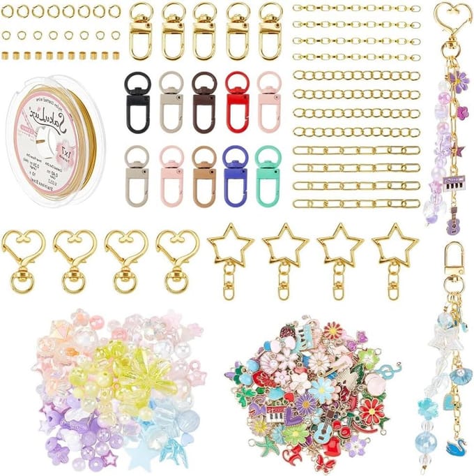 Lipgloss Sleutelhanger Maakset - 411 Stuks - Acryl Kralen en Emaille Charms - Creatief DIY Project - m-winkel