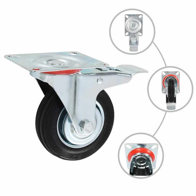 vidaXL - Zwenkwielen - met - dubbele - remmen - 4 - st - 100 - mm