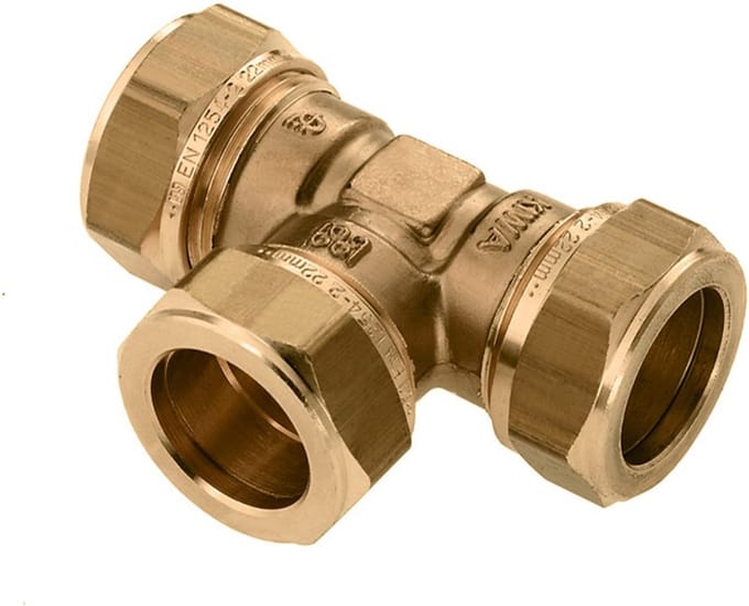 Bonfix messing knel koppeling T stuk 28 x 28 x 28 mm