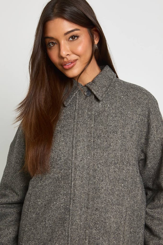 boohoo Dames Wolblend ritssluiting jas | Charcoal | Maat: 14