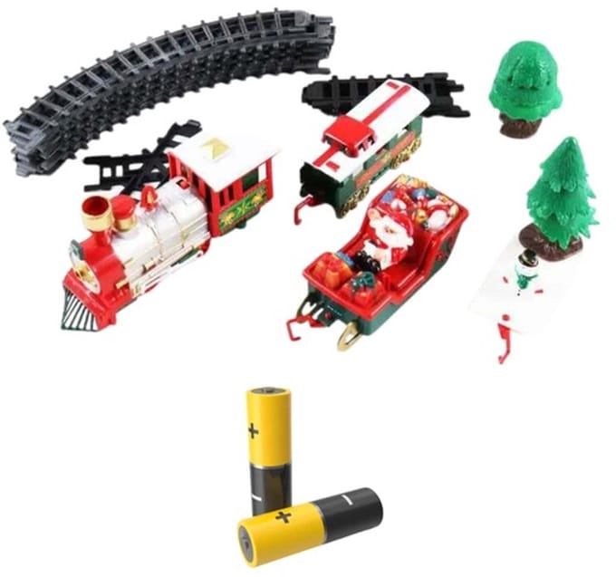 Jojoy - Kersttrein Met Licht en Geluid - 2.6m Rails - Inclusief 4 AAA Batterijen - TRAINBAT