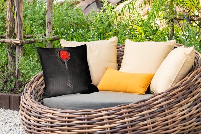 Tuinkussen - Zwart - Lepel - Caviar - 40x40 cm - Weerbestendig