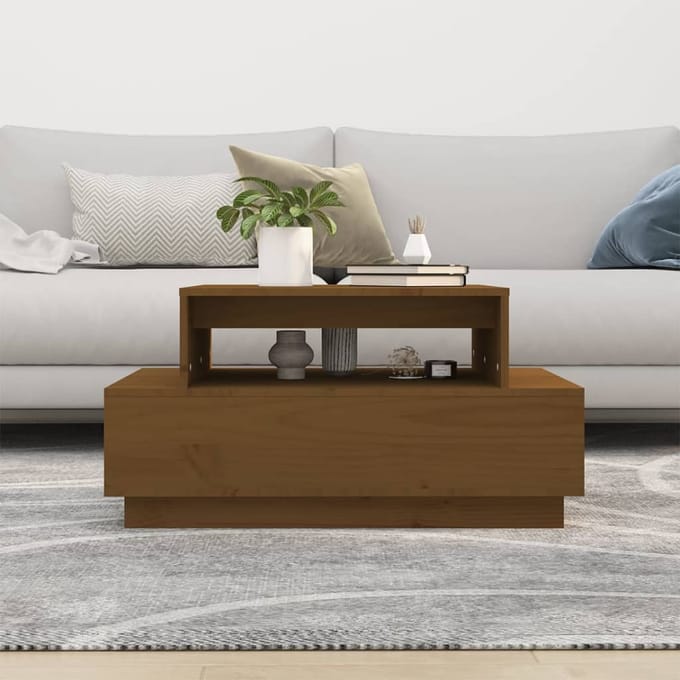 vidaXL - Salontafel - 80x55x40,5 - cm - massief - grenenhout - honingbruin