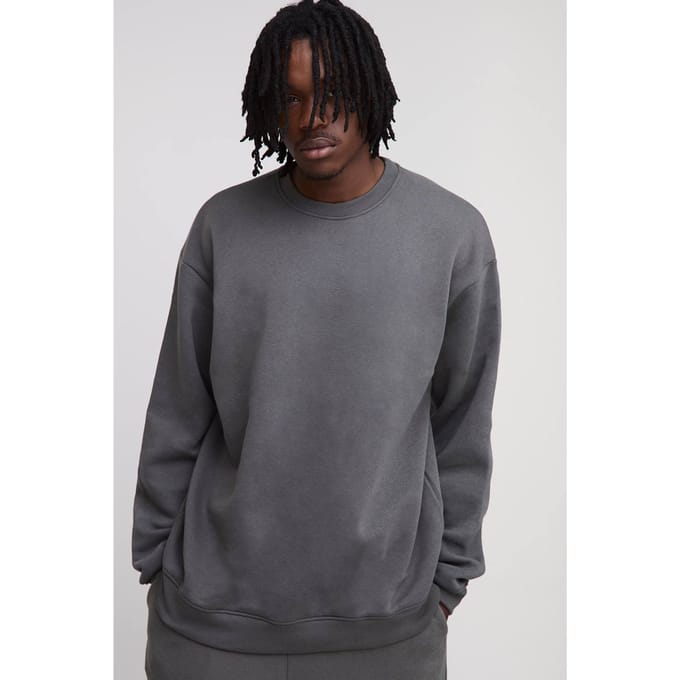 Tall Essential Oversized Crew Neck Sweatshirt | Charcoal | Size Medium