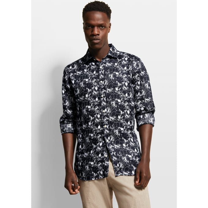 Bugatti Herren Shirt van 100% linnen