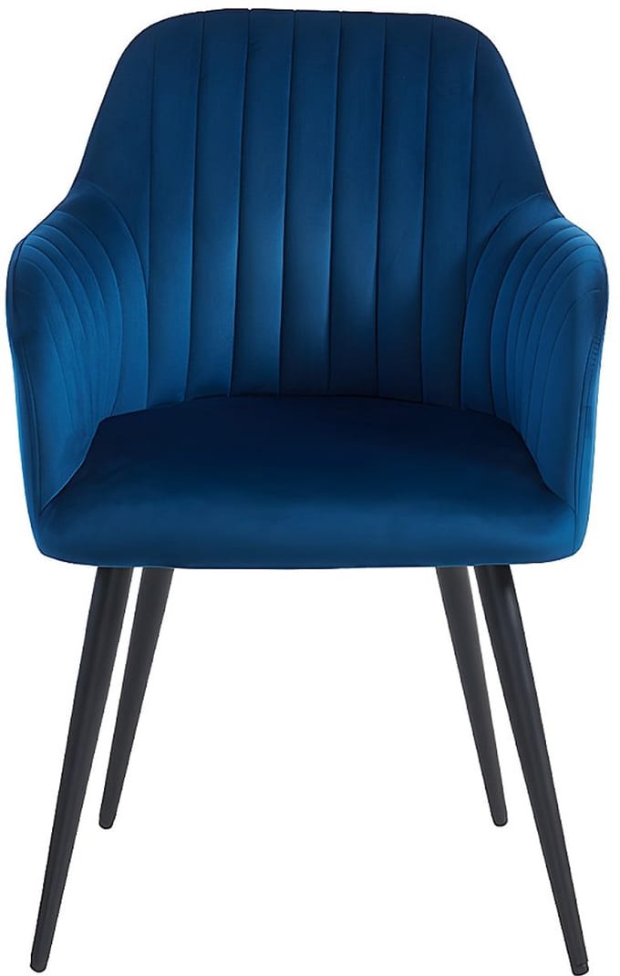 Vente-unique Set van 2 stoelen met armleuningen ELEANA - Fluweel & zwart metaal - Blauw