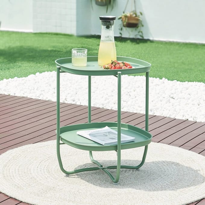 Moderne Tuinstoeltafel met Verwijderbare Lade - 58x46x46 cm - Groen