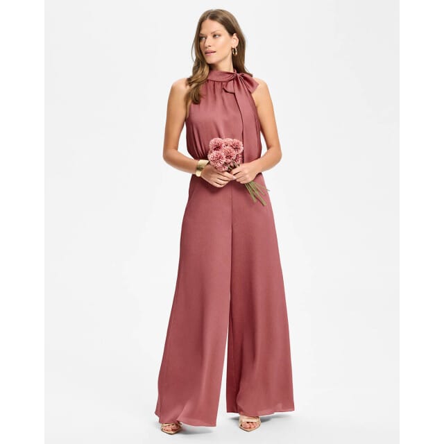 Jumpsuit met strik en knoopsluiting aan de achterkant