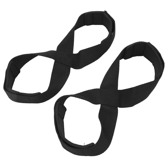 Une paire de sangles de levage en forme de 8, sangles d'haltérophilie antidérapantes pour soulevé de terre, entraînement de force black