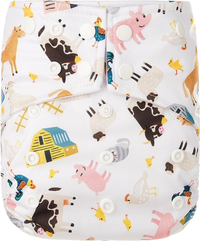 HappyBear - Pocketluier Boerderij | 4-15kg - Onesize - Wasbare luiers - Herbruikbare luiers