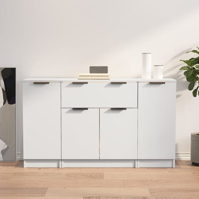 vidaXL - Dressoirs - 3 - st - bewerkt - hout - wit