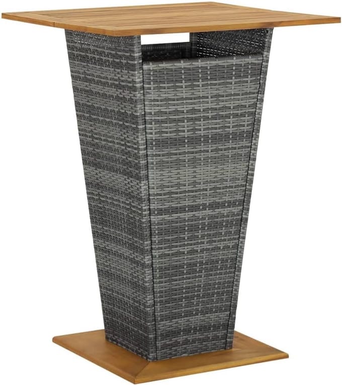 Bar tafel 80x80x110cm van poly rattan en acaciahout