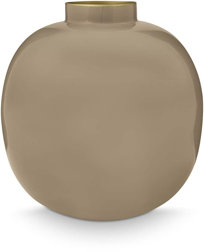Pip Studio Vaas - Decoratie - Bloemenvaas van Metaal - Khaki - 23cm