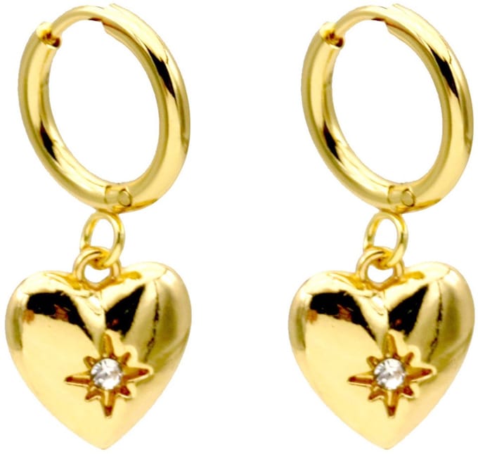 Oorbellen - RVS - hart - 3x1,2 cm