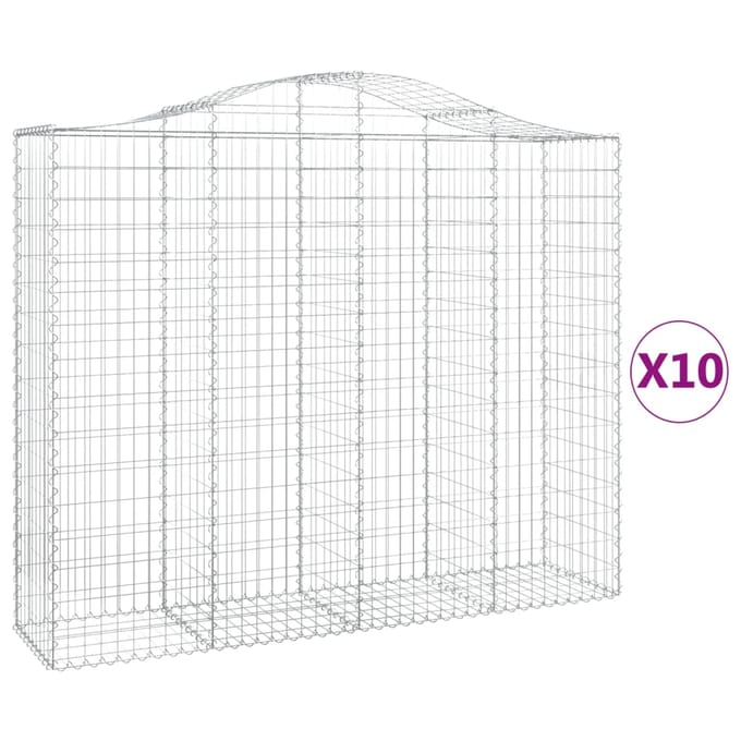 vidaXL Schanskorven 10 st gewelfd 200x50x160/180 cm ijzer