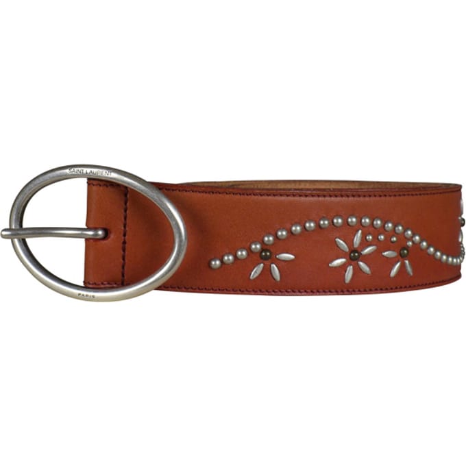 Saint Laurent riem met studs bruin