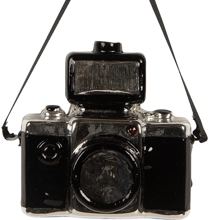 Clayre & Eef Kersthanger Fotocamera 9x5x9 cm Zilverkleurig Glas
