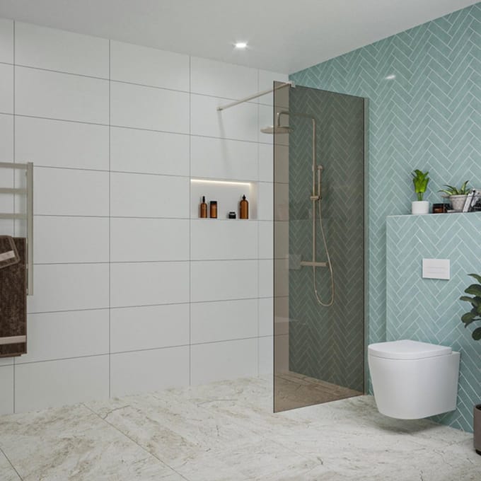 FugaFlow Eccelente Vetro inloopdouche badkamer - 80x200cm - rookglas - wandarm - geborsteld RVS -