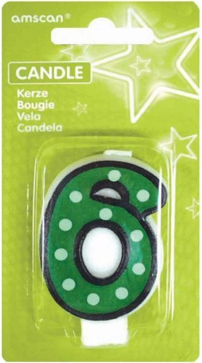 Amscan Verjaardagskaars 6 - Dots & Black Border 7,6 Cm Groen