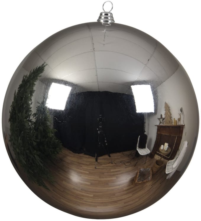 Decoris grote kerstbal - zilver - 20 cm - kunststof - grote kerstballen kerstversiering