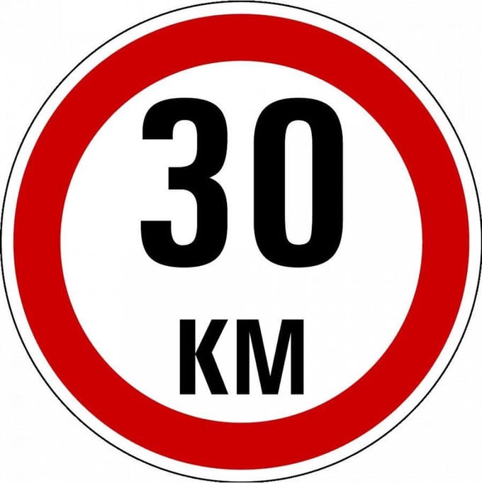 Maximaal 30 km bord - kunststof - A1 200 mm