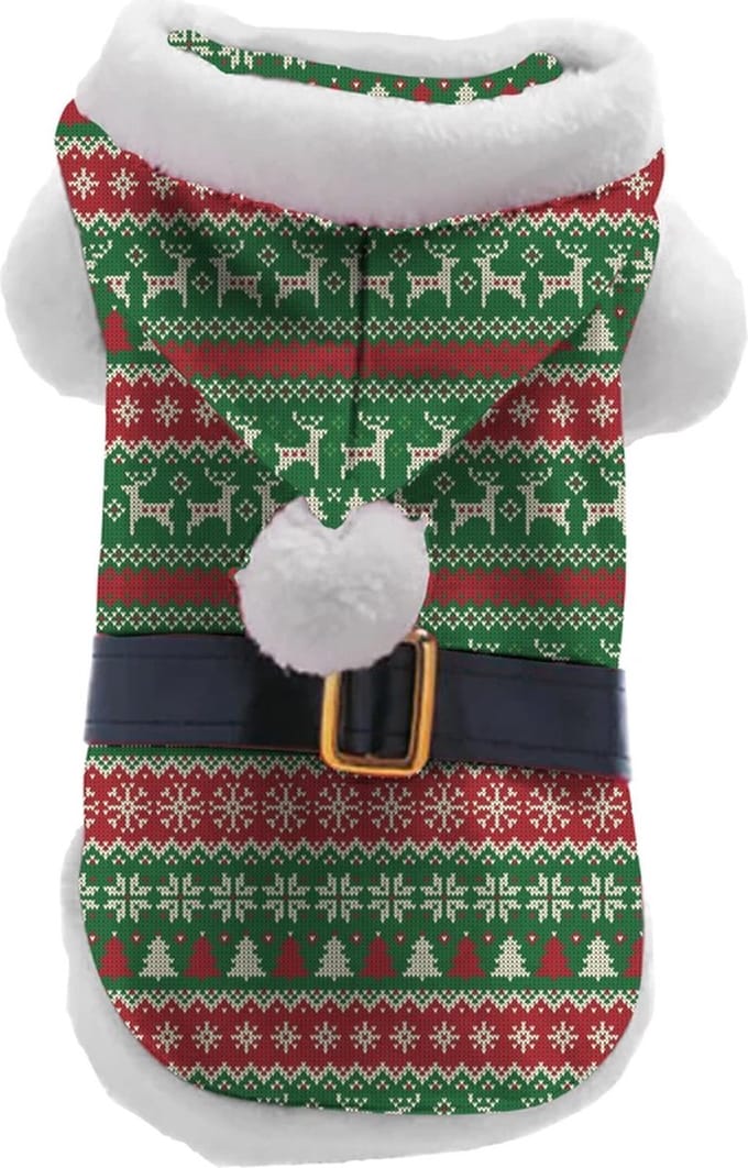 Plenty gifts kerst hondenjas gestreept print rood / groen Xl