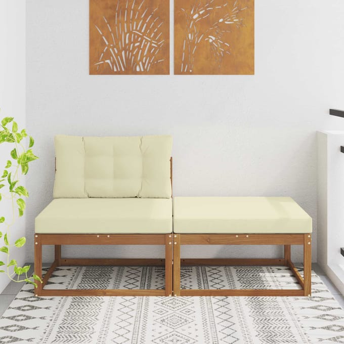 vidaXL - Sectie - Sofa - Eenheden - met - kussen - 2 - Stuk - Naturel