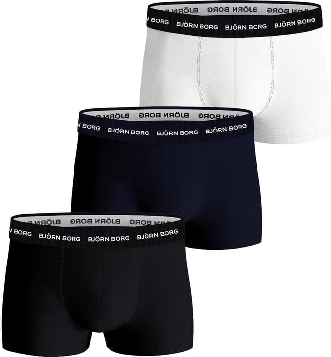 Björn Borg Cotton Stretch trunks - heren boxers korte pijp (3-pack) - wit - navy blauw - zwart