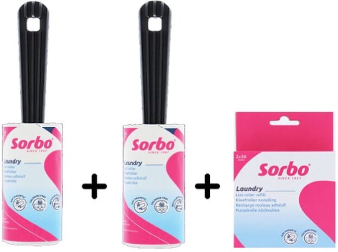 2x Sorbo Kledingroller + 1 x navulling - Kleefroller - Haarverwijderaar - Pluisroller