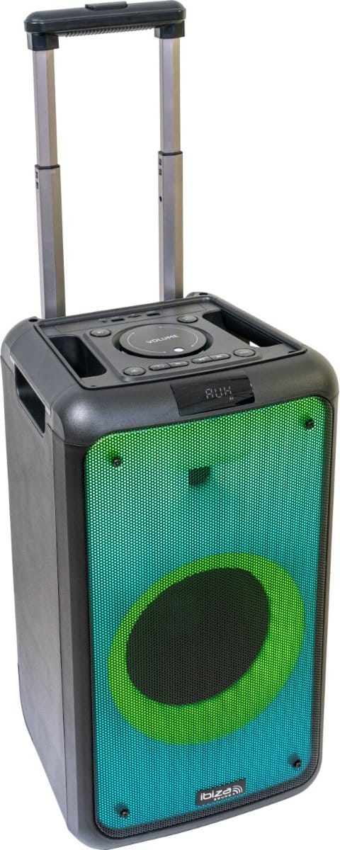 Ibiza - STREET-WAVE - Draagbare 8"/400W batterijluidspreker met Bluetooth, USB en microSD - WAVE LED-effect en draadloze TWS-verbinding - Zwart