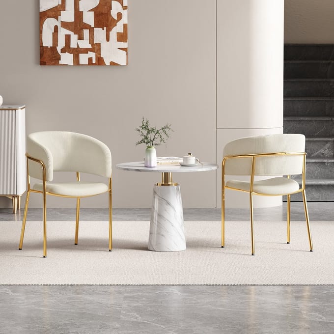MODENUIT Eetkamerstoel - Minimalistisch Model - Ergonomische Rugleuning Met Verstelbare Voetdoppen - Cord Beige