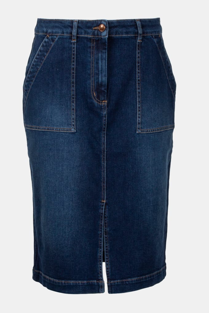 River Woods Jeans Skirt Front Slit Denim Maat: 38 | Midi Rokken Outlet | Dames | Blauw