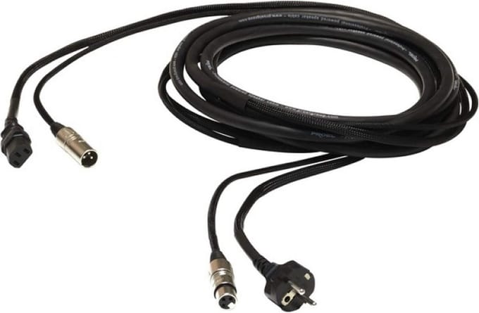 Professionele Audio/Stroomcombi-Kabel 6,3 mm XLRF Schuko 16 A 3x1,5mm2 XLRM EC3P 10m