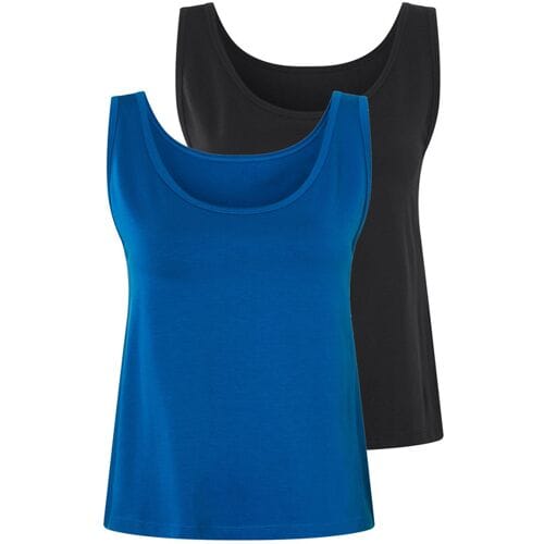 ESMARA 2 dames tops (Zwart/blauw, XS (32/34))
