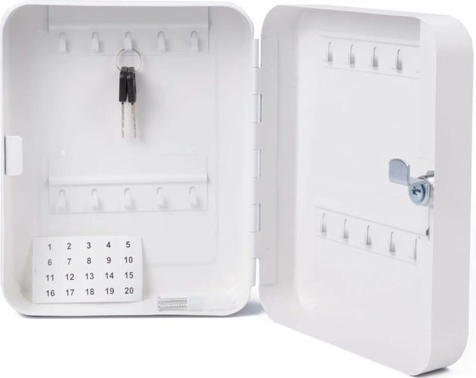 Sleutelbox - sleutelkastje met 20 haakjes - 16 x 7 x 20 cm - metaal sleutelkluisje
