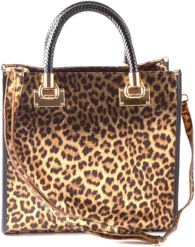 Giuliano lederen handtas Tine - Metallic panter - Made in Italy - Goud